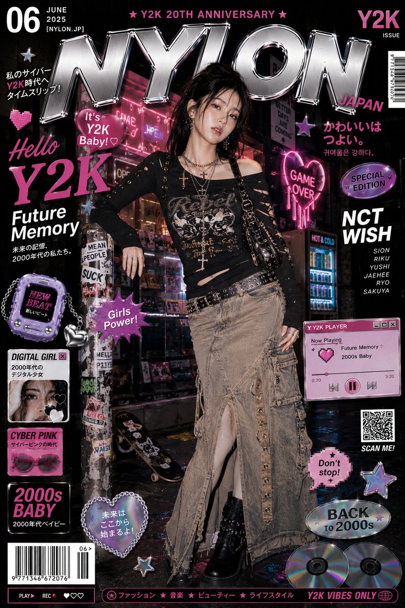 Cyberpunk Y2K Editorial Cover AI image template preview