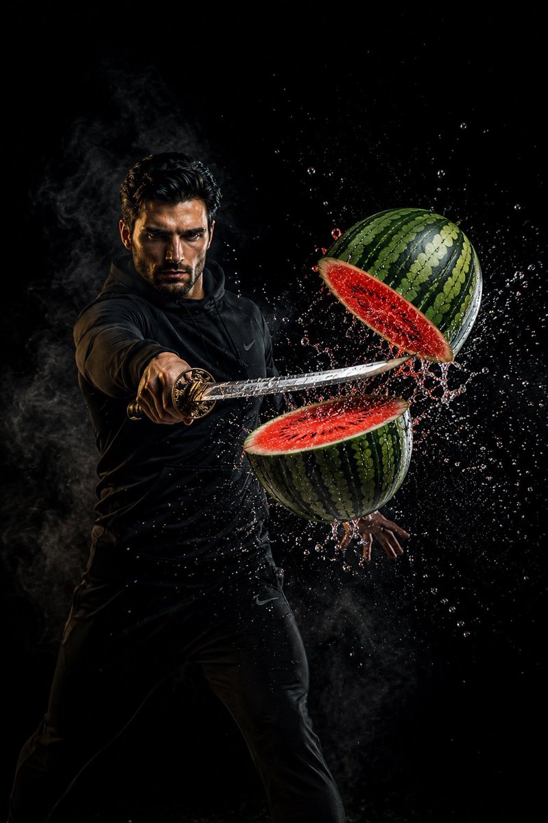 Action Samurai Fruit Slicing AI image template preview