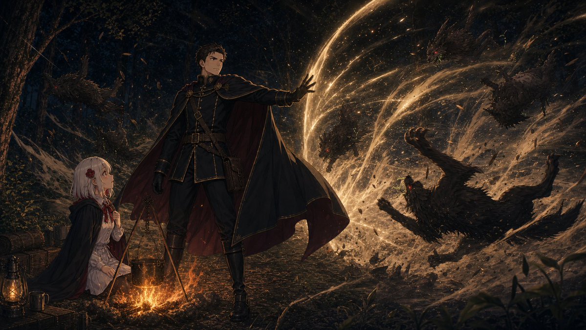 Forest Camp Magic Battle AI image template preview