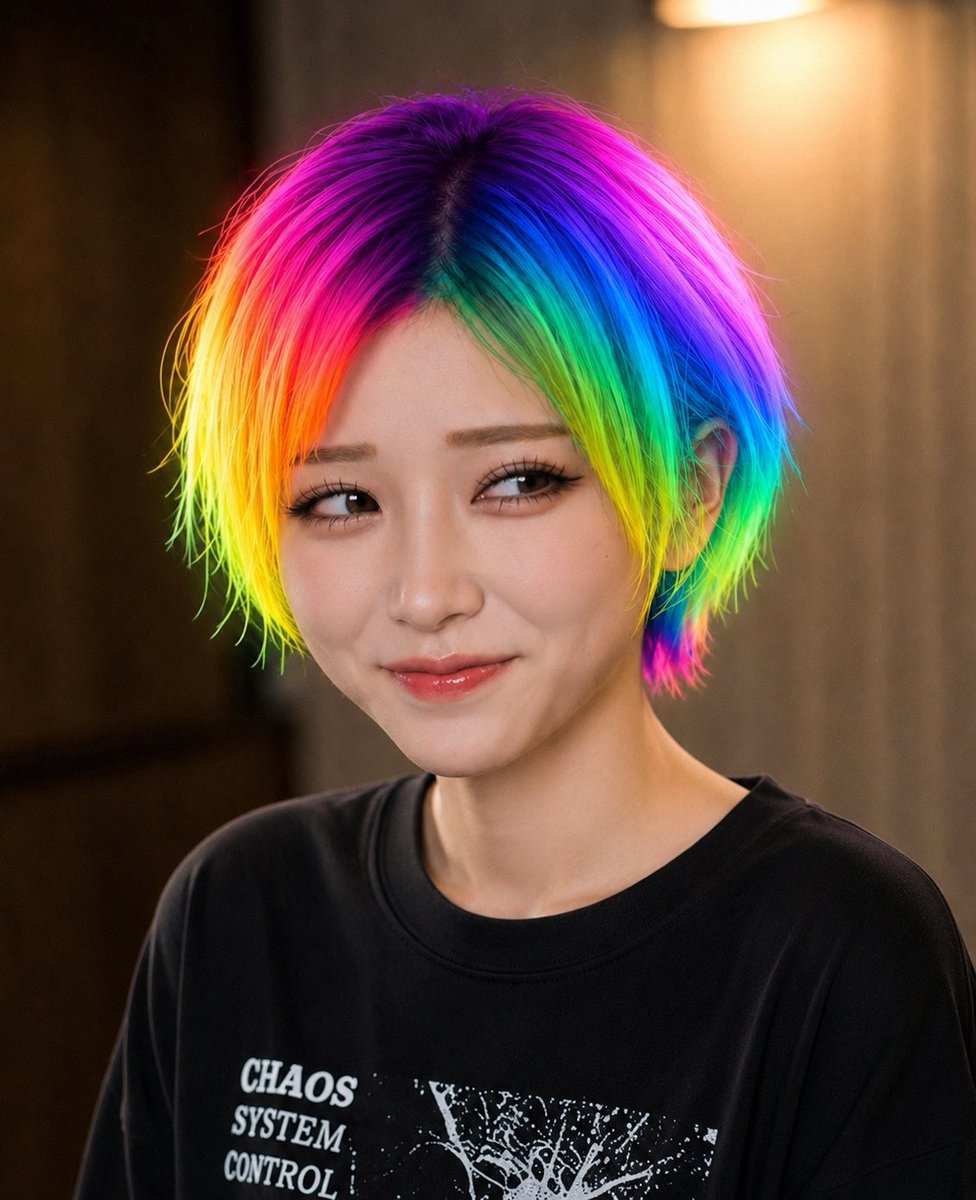 Rainbow Hair Censored Portrait example 2