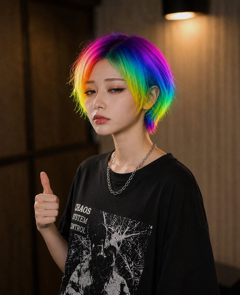 Rainbow Hair Censored Portrait example 3