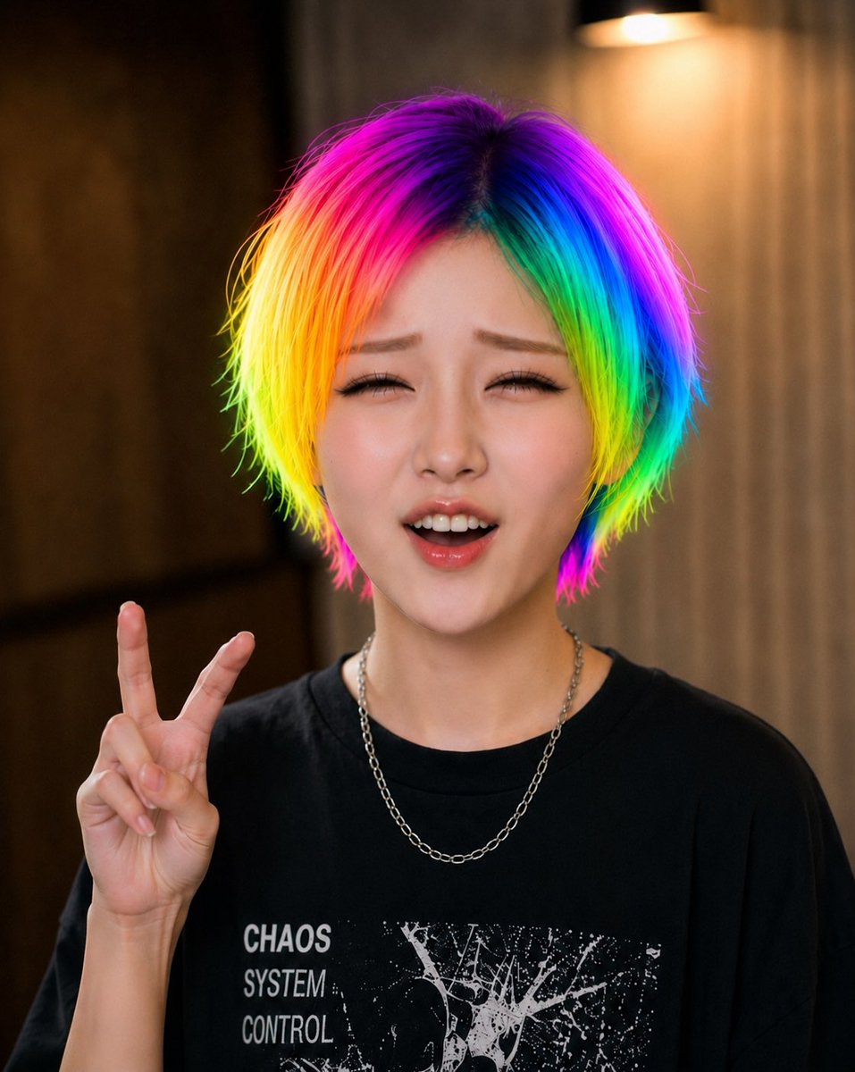 Rainbow Hair Censored Portrait example 4