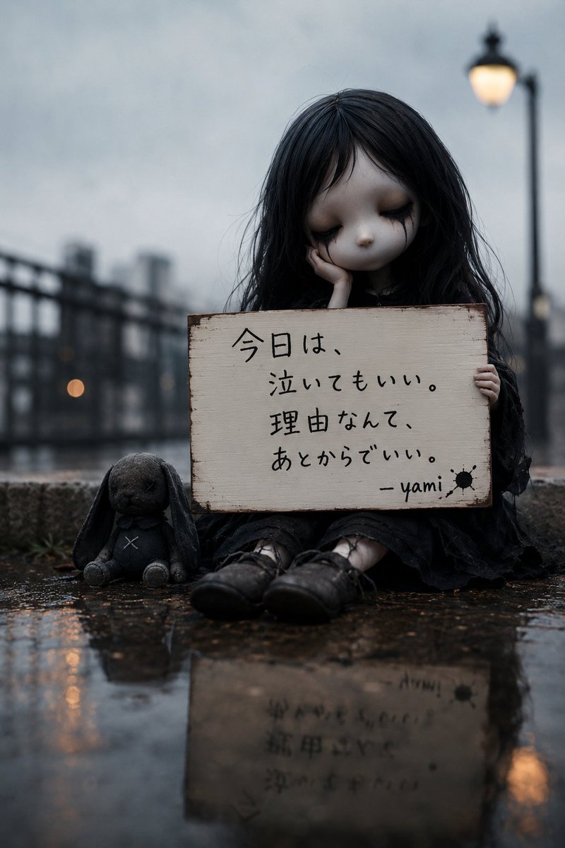 Gothic Rainy Yami Sign Portrait AI image template preview
