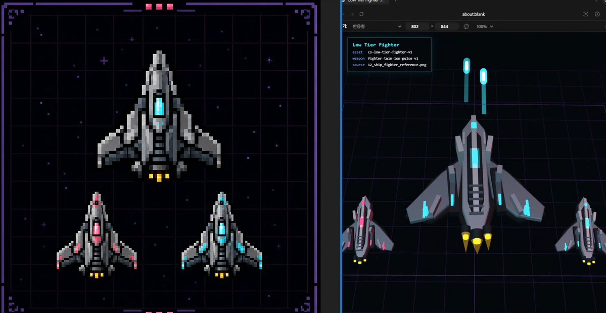 Pixel Fighter to 3D Asset Sheet AI image template preview