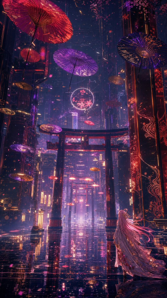 Neon Kyoto Rain Alley AI image template preview