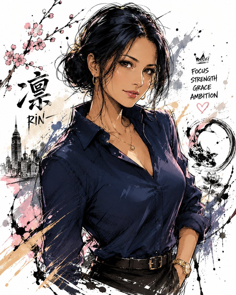 Japanese Ink Illustration Style AI image template preview