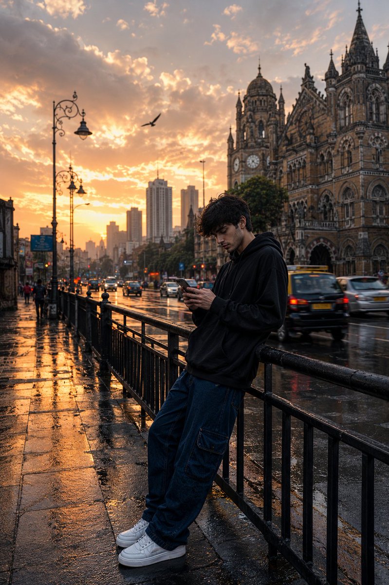 Mumbai Rainy Street Photography AI image template preview