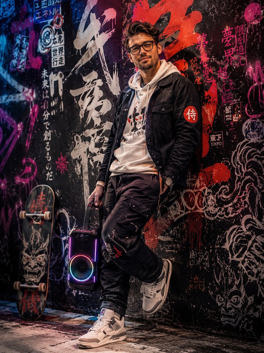Japanese Graffiti Art Portrait AI image template preview