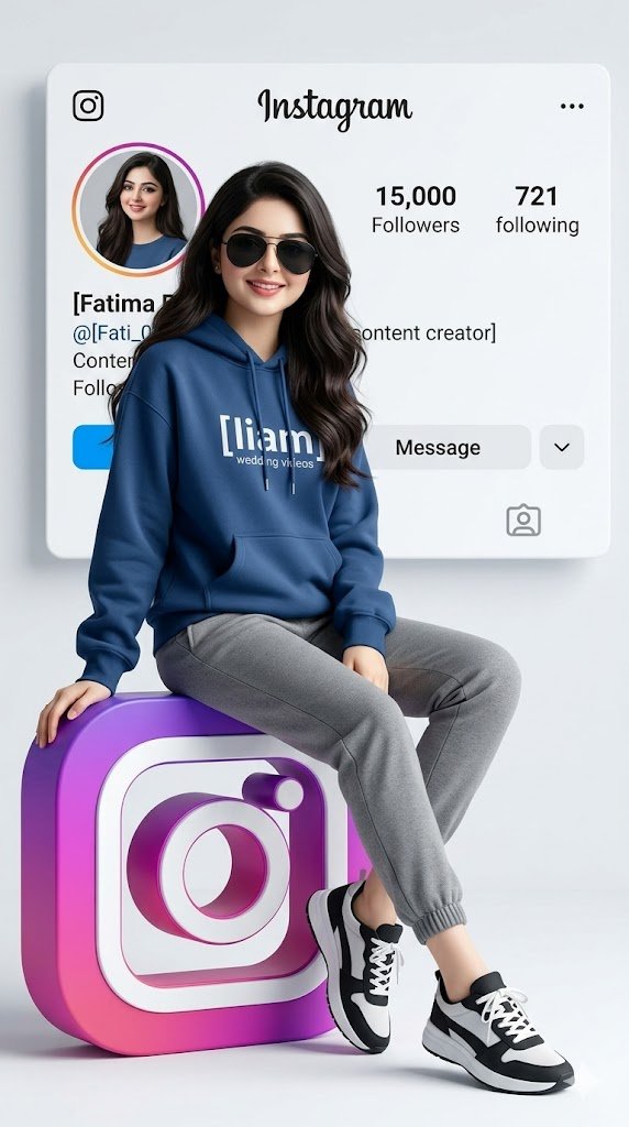 Realistic 3D Social Media Profile AI image template preview