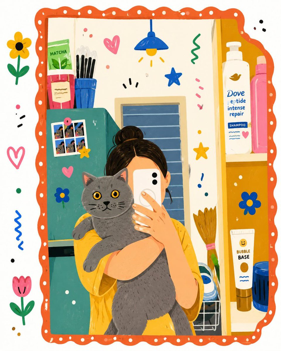 Flat Folk Illustration Style Transformation AI image template preview