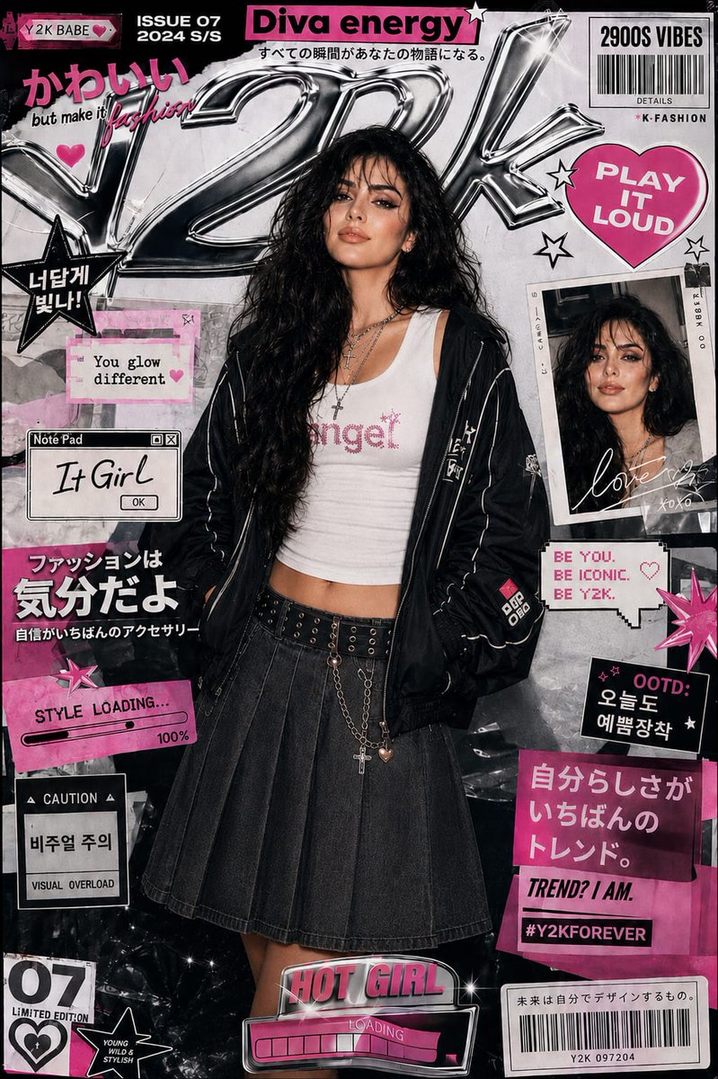 Y2K Style K-Fashion Poster AI image template preview