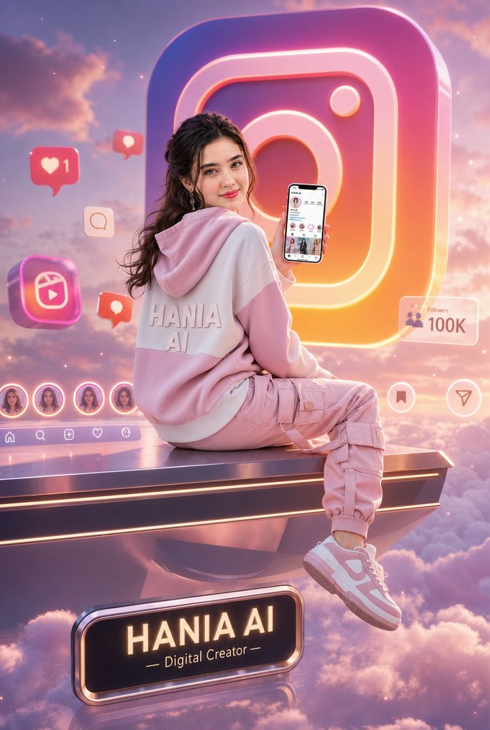 Floating Instagram Creator Portrait AI image template preview