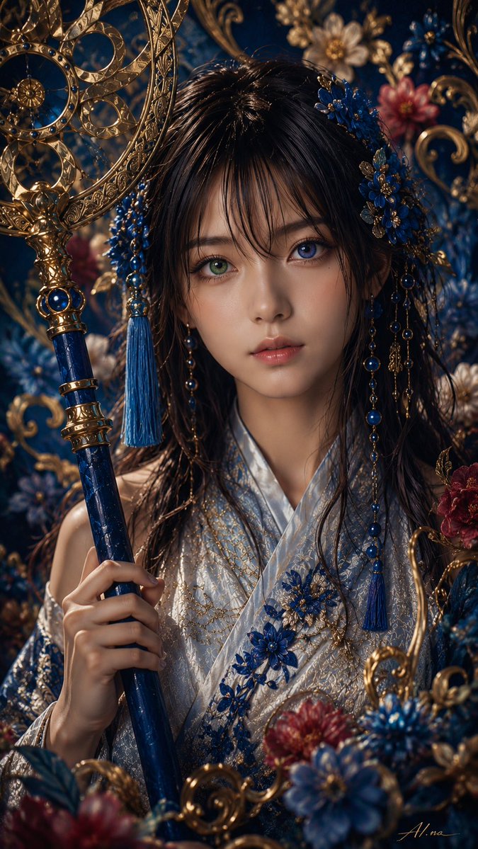 Ornate Yuna Fantasy Portrait AI image template preview