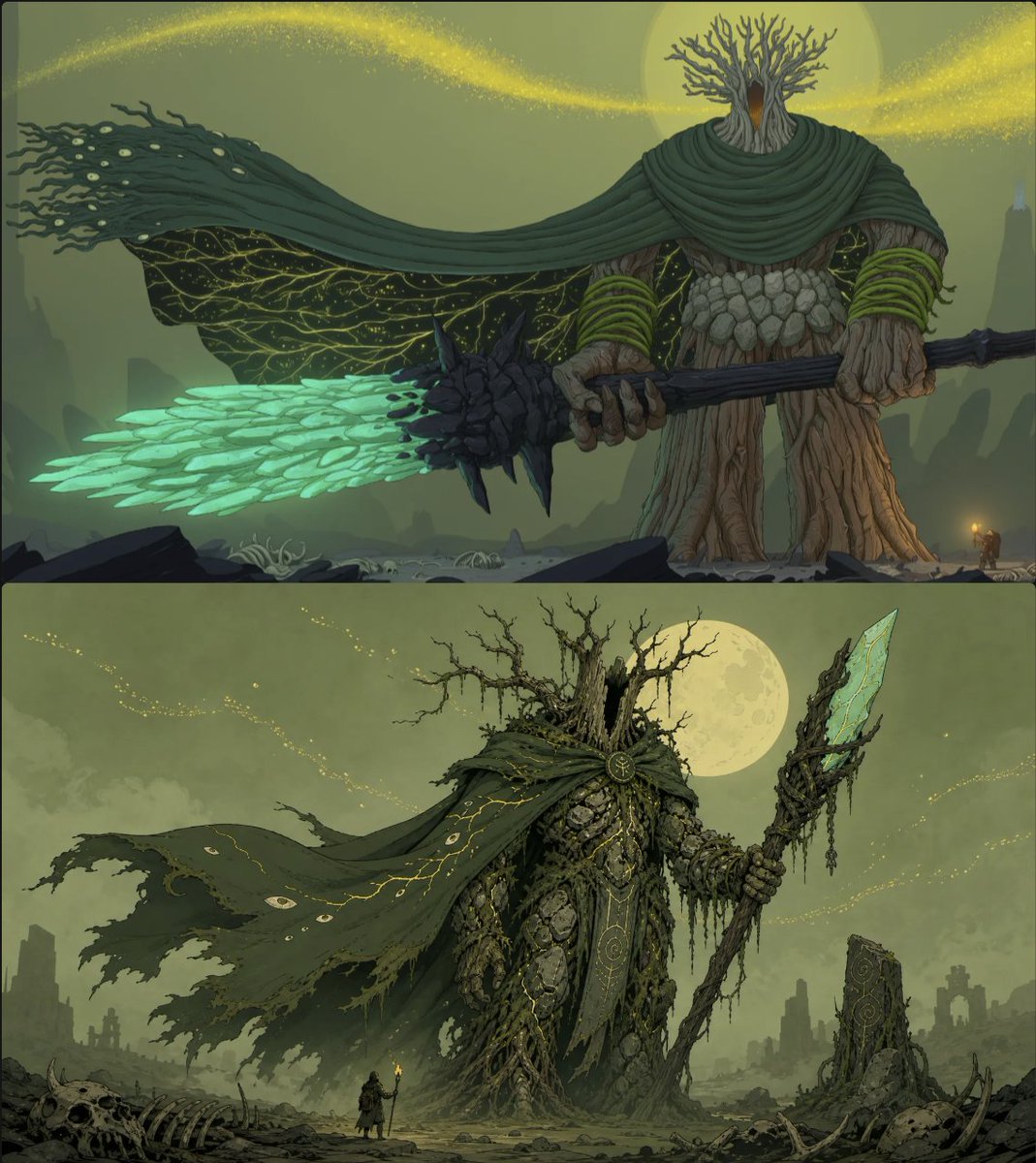 Moonlit Forest Guardian Diptych AI image template preview