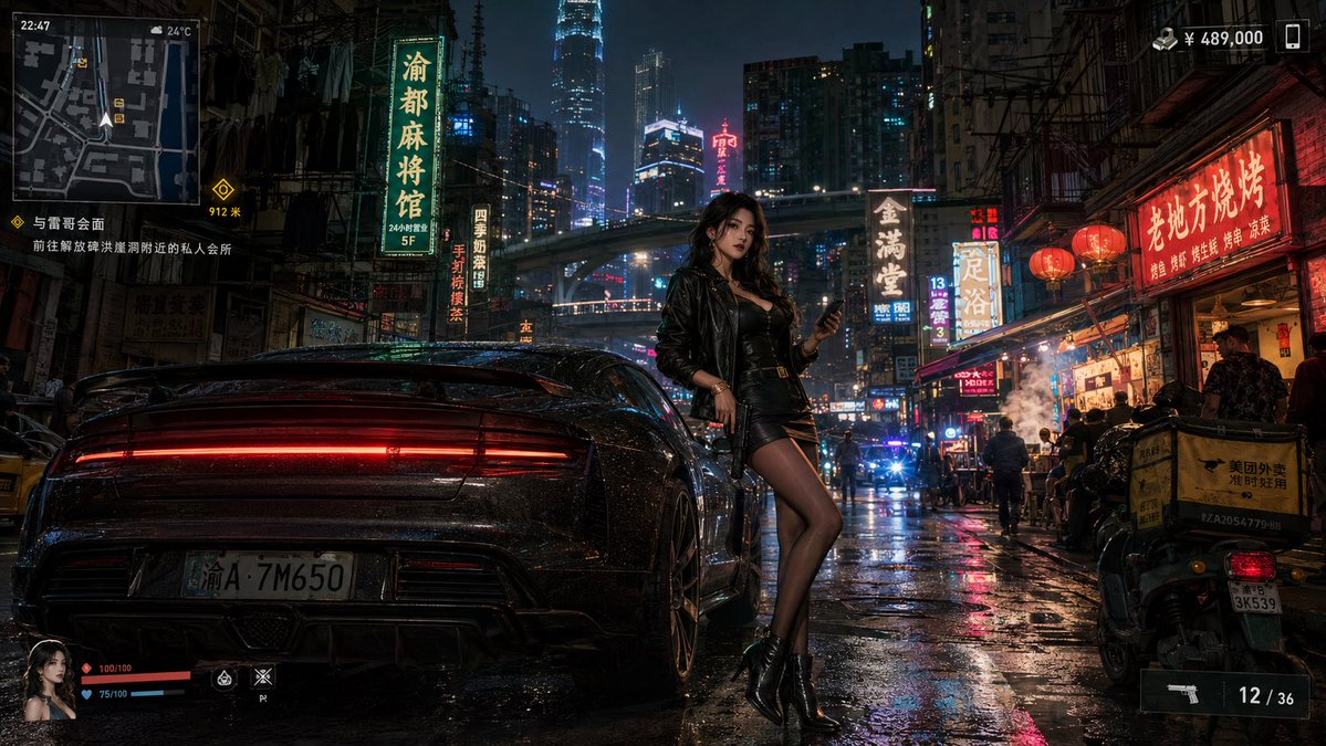Neon Crime Game Street Screenshot AI image template preview