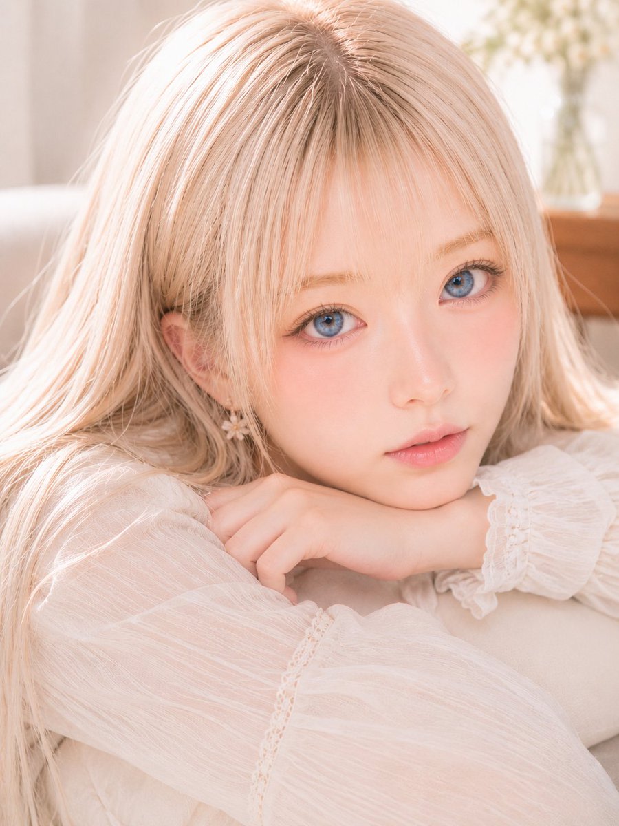 Soft Blonde Portrait With Face Censor example 2