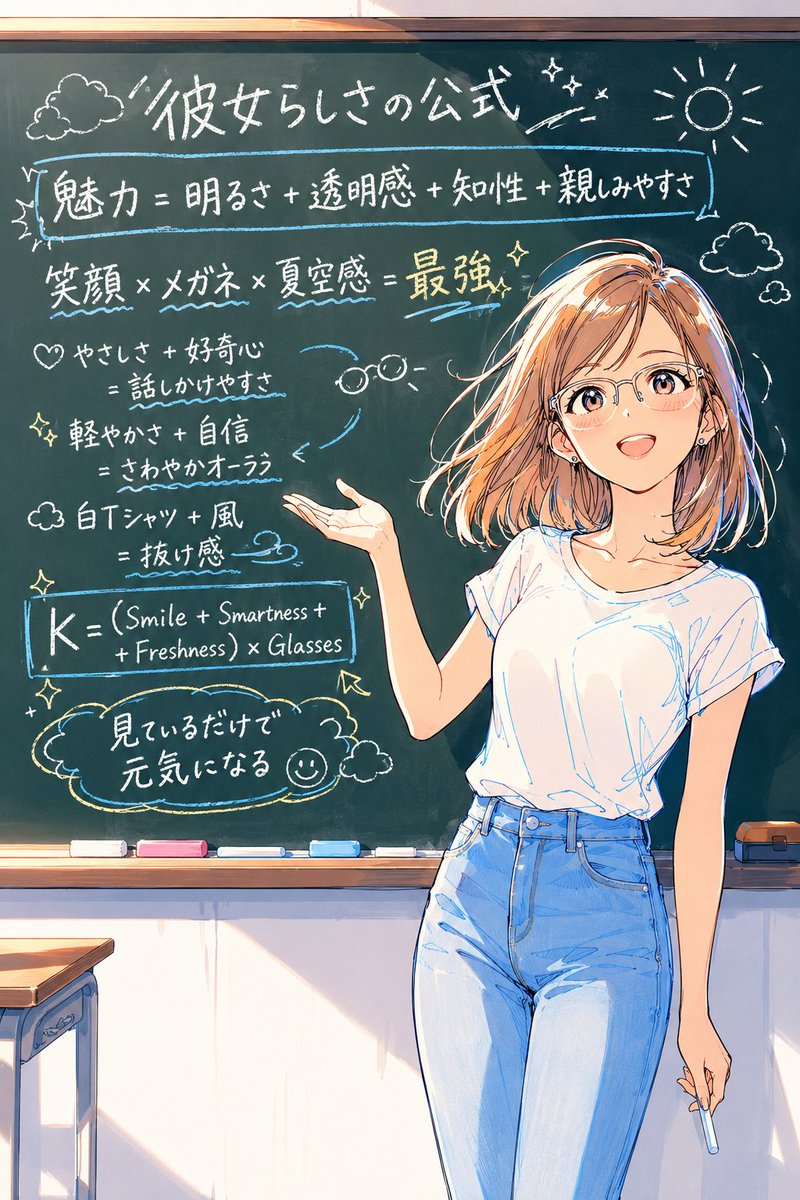 Anime Chalkboard Character Formula AI image template preview