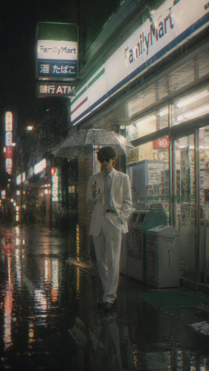 Rainy FamilyMart Noir Portrait AI image template preview