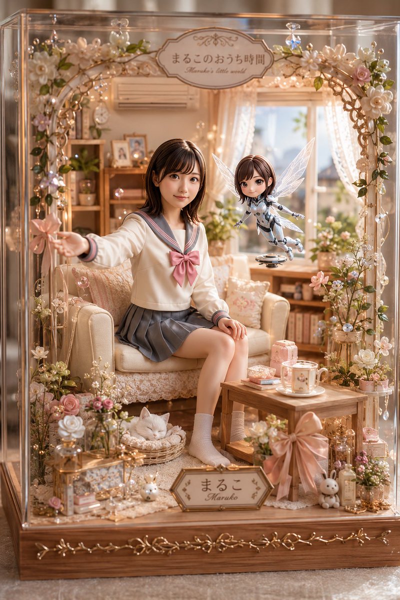 Pastel Maruko Dollhouse Diorama AI image template preview