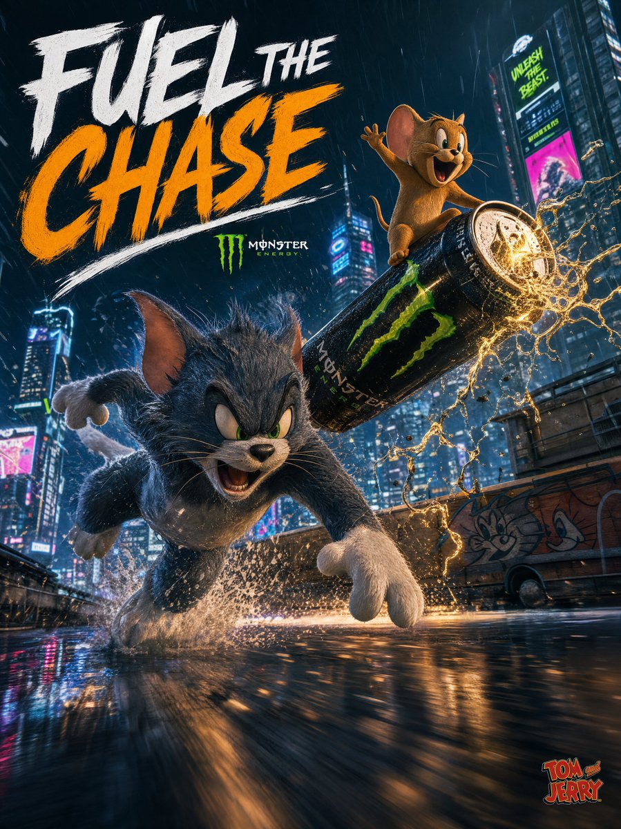 Tom and Jerry Energy Drink Ad AI image template preview
