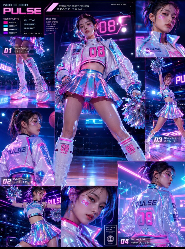 Cheerleader Fashion Catalog Board AI image template preview