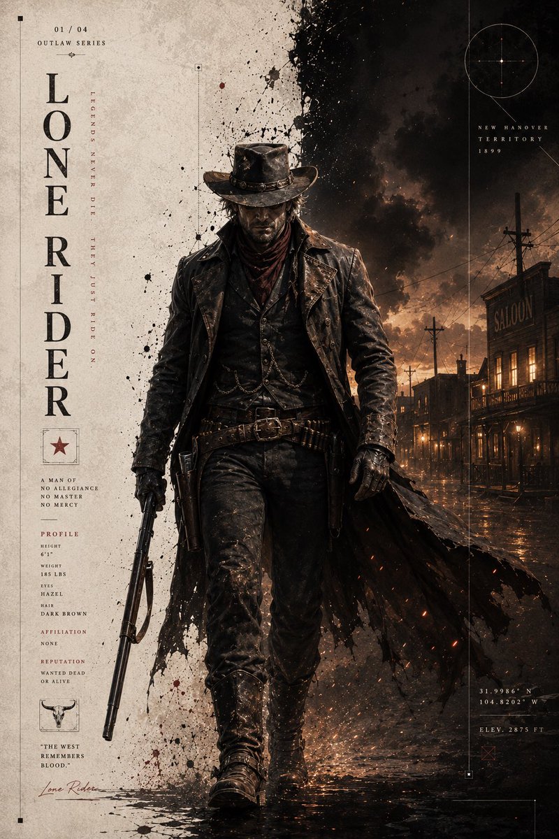 Dark Western Outlaw Poster AI image template preview