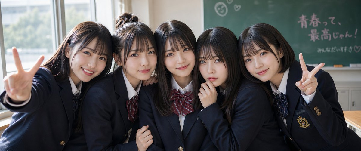 Japanese Schoolgirls Ultra Wide Wallpaper AI image template preview