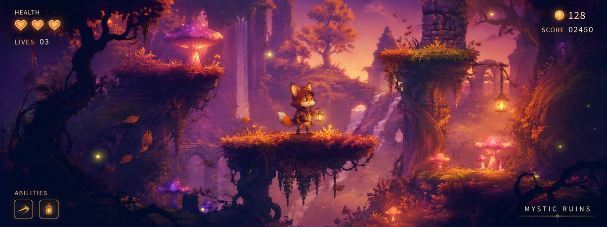 Mystic Ruins Platformer Screenshot AI image template preview