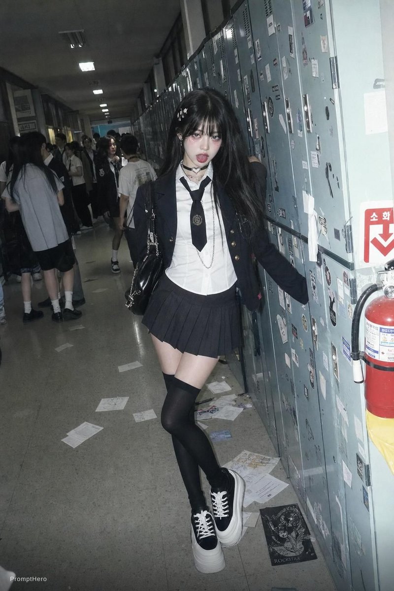 Flash Photo School Hallway Uniform AI image template preview