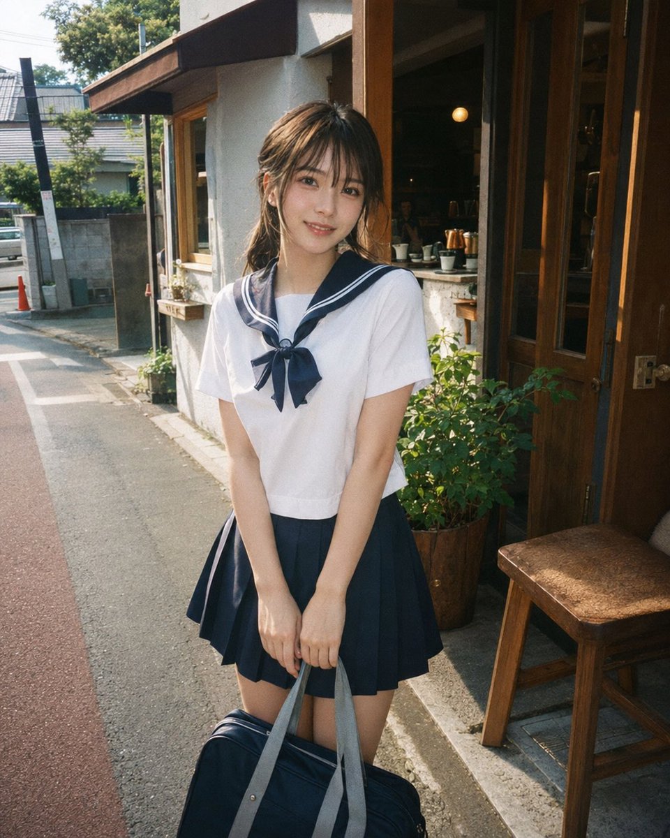 Disposable Film Sailor Cosplay Portrait AI image template preview