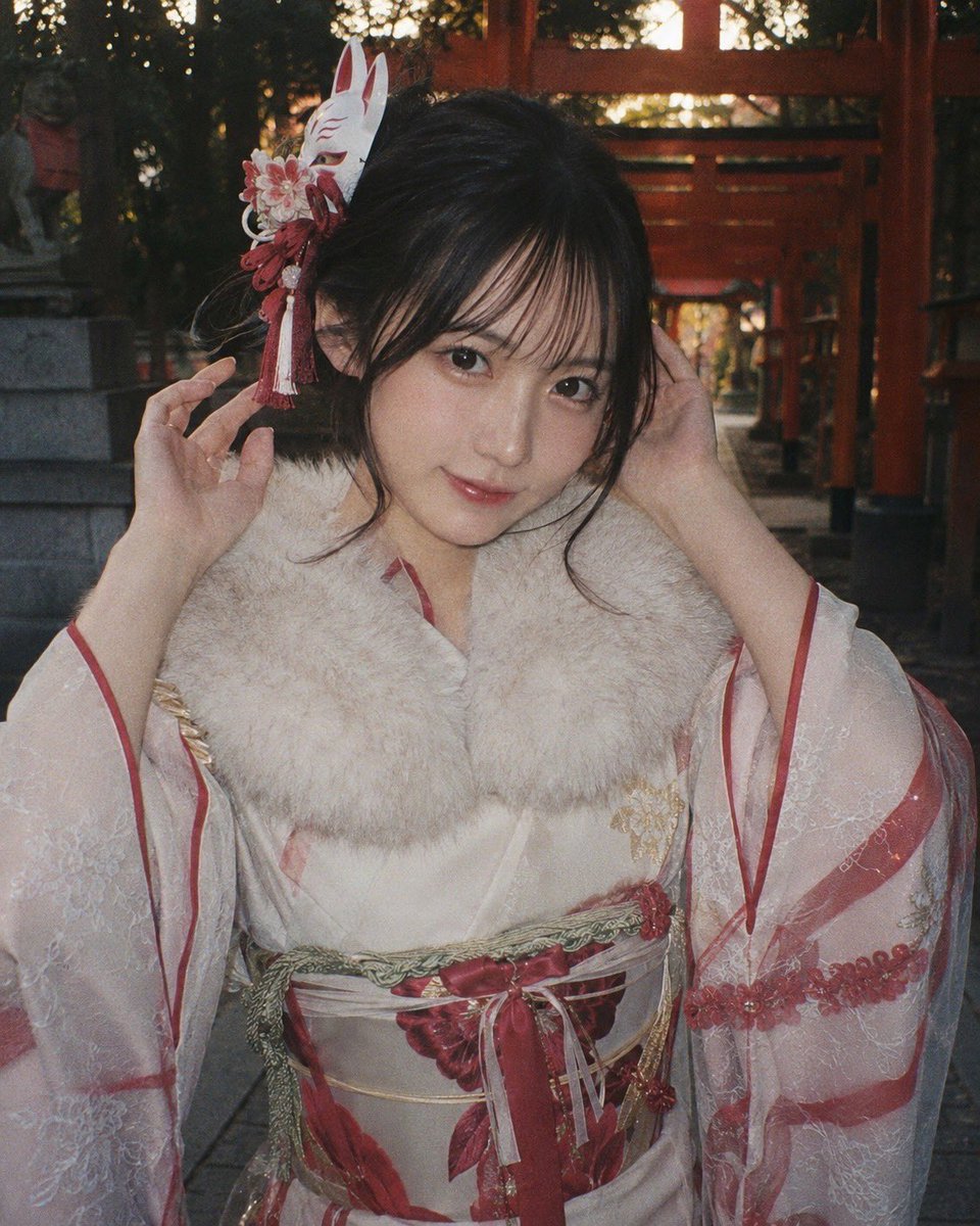 Censored Shrine Kimono Portrait AI image template preview