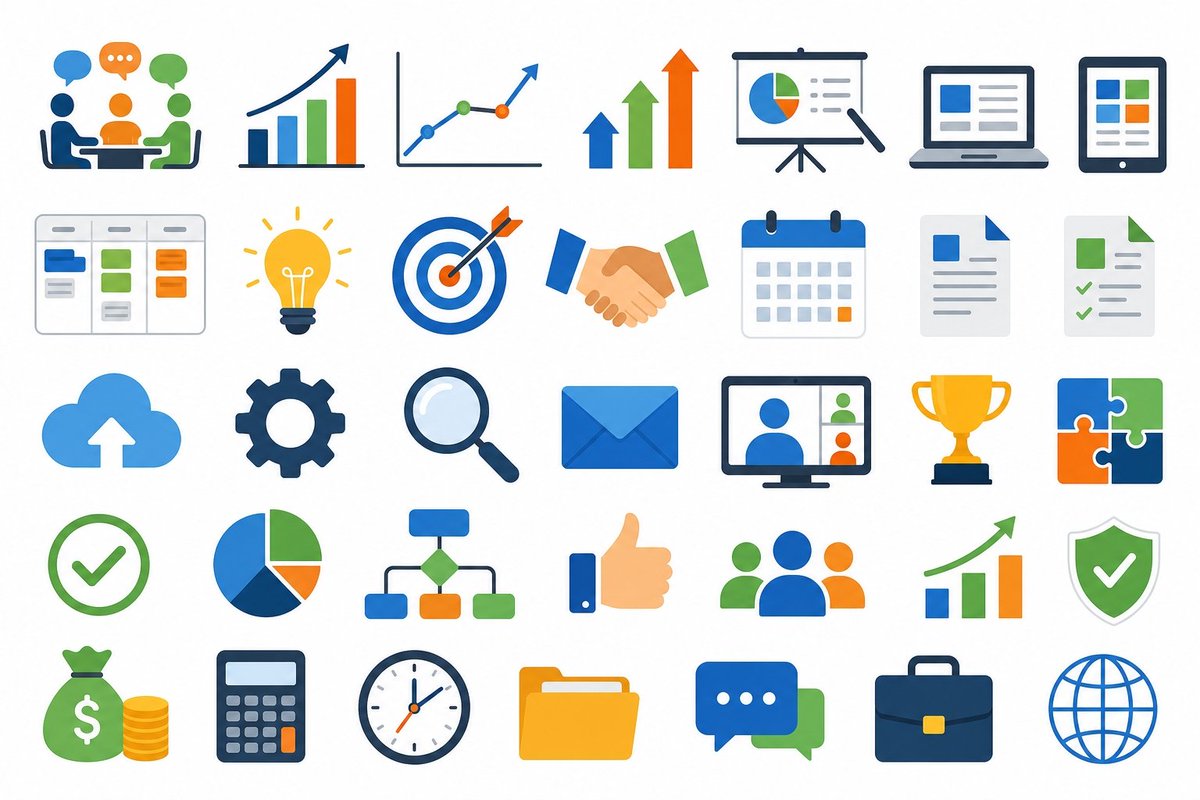 Business Presentation Icon Set AI image template preview