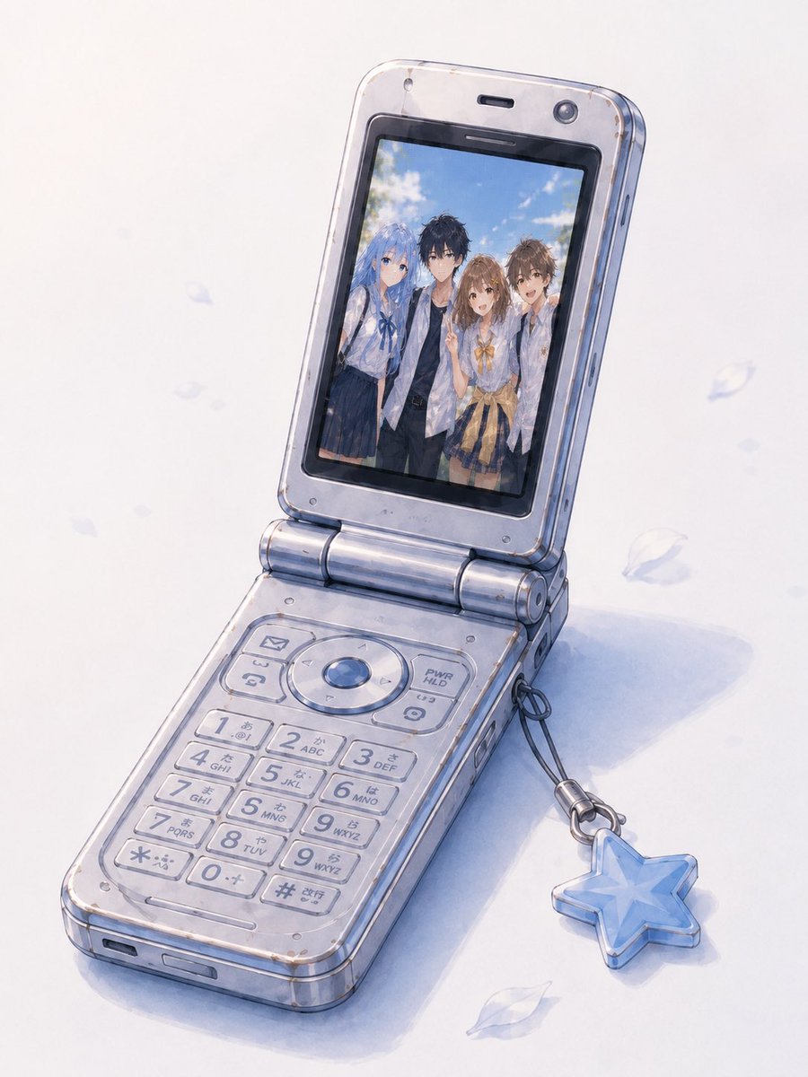 Group Photo Inside Retro Flip Phone AI image template preview