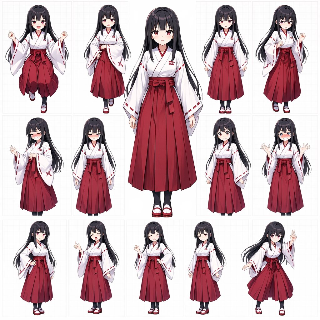Anime Shrine Maiden Character Sheet AI image template preview