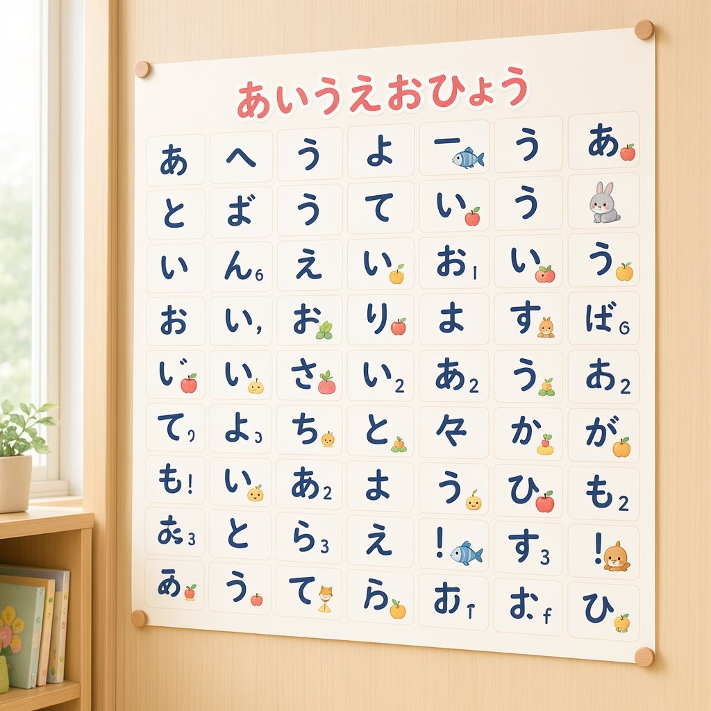 Cute Hiragana Chart Poster AI image template preview