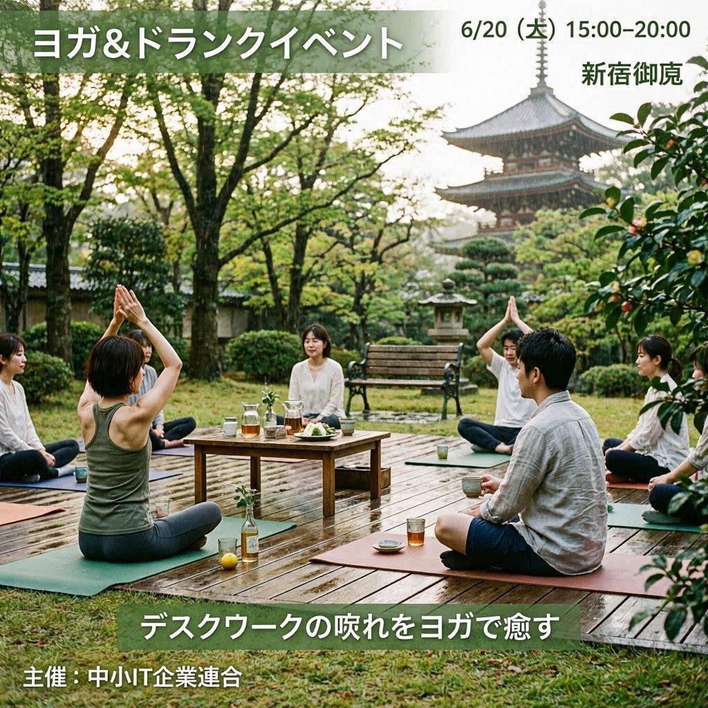 Japanese Yoga and Drinks Event Flyer example 2