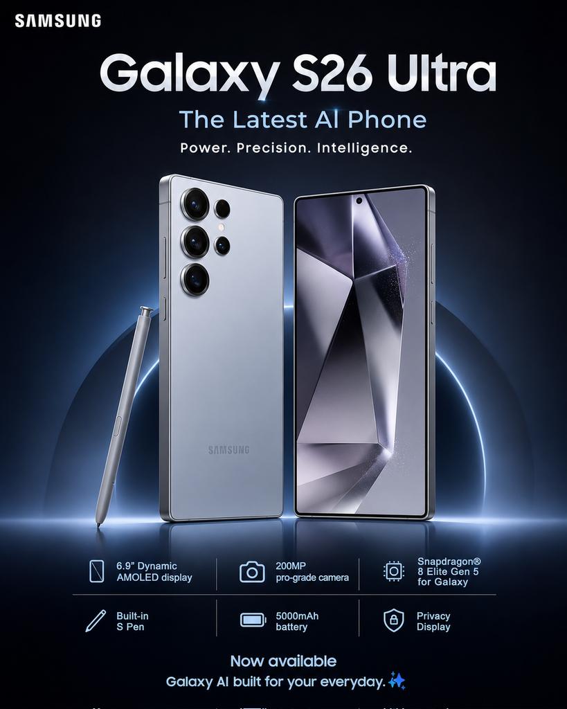 Samsung Galaxy S26 Ultra Poster AI image template preview