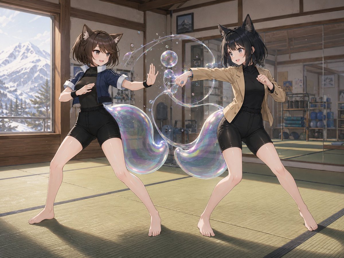 Catgirl Dojo Bubble Sparring AI image template preview