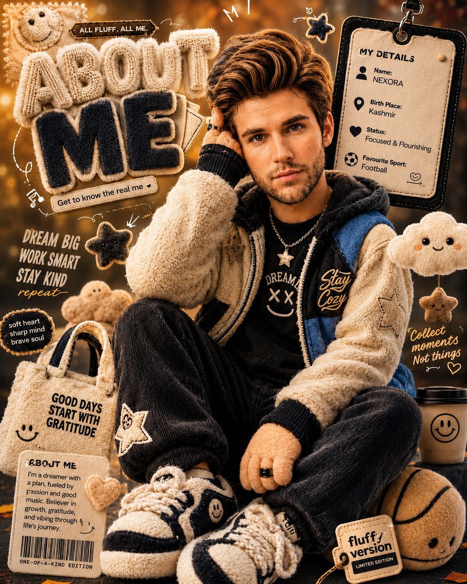 3D Fluffy Toy About Me Poster AI image template preview