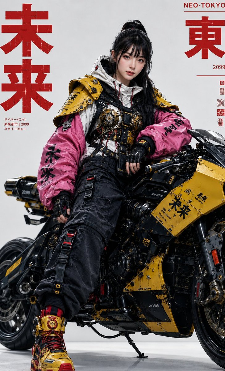 Cyberpunk Fashion Editorial Portrait AI image template preview