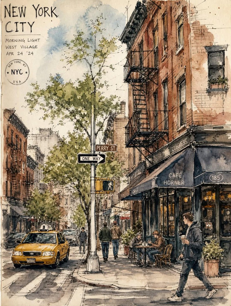 Vintage European Travel Sketchbook AI image template preview