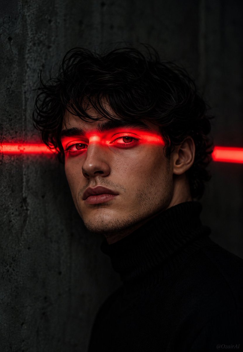Cinematic Noir Neon Identity Portrait AI image template preview