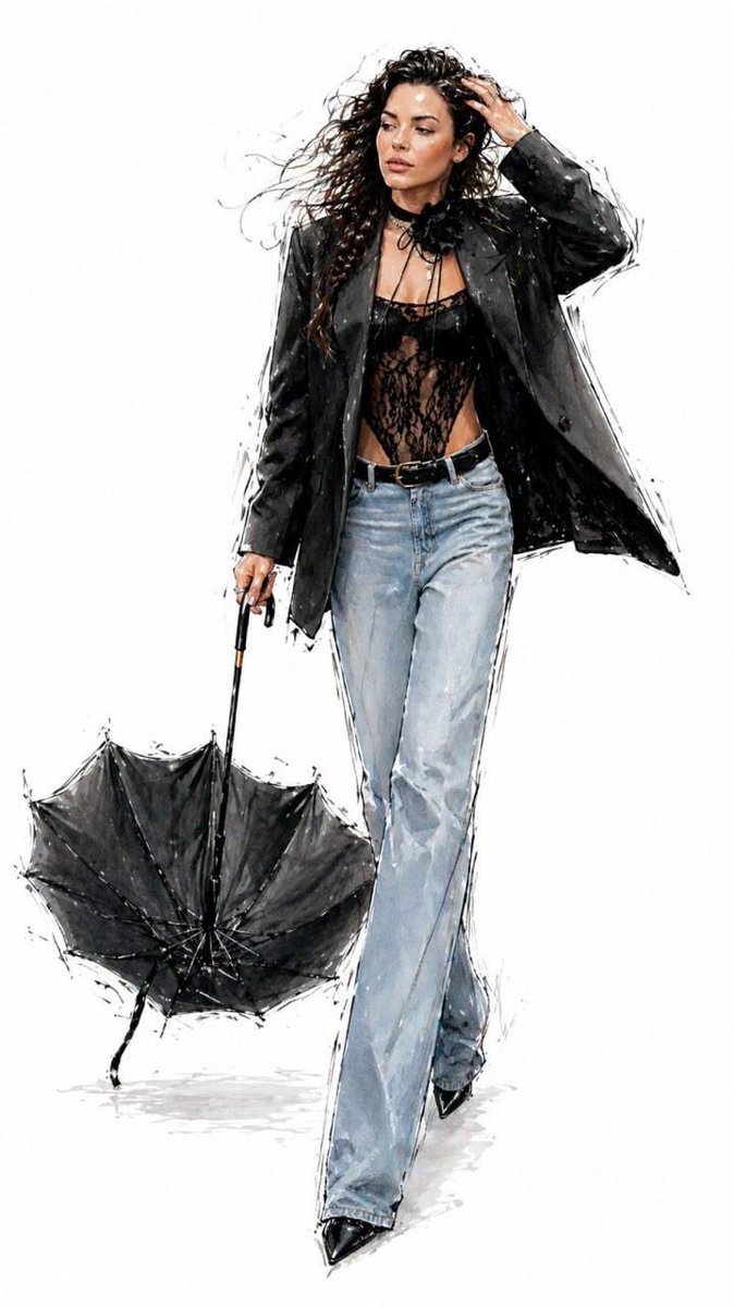 Minimalist Fashion Runway Illustration AI image template preview
