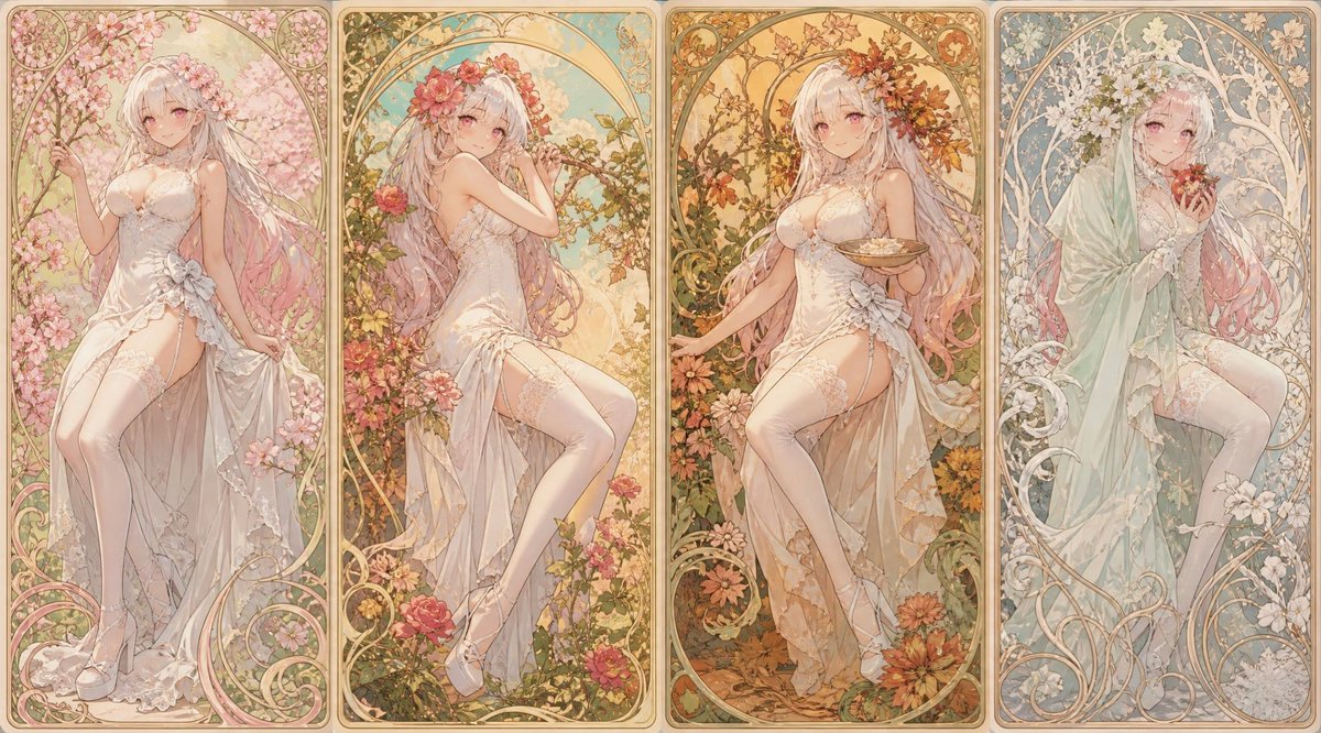 Mucha Style Seasonal Art Nouveau AI image template preview