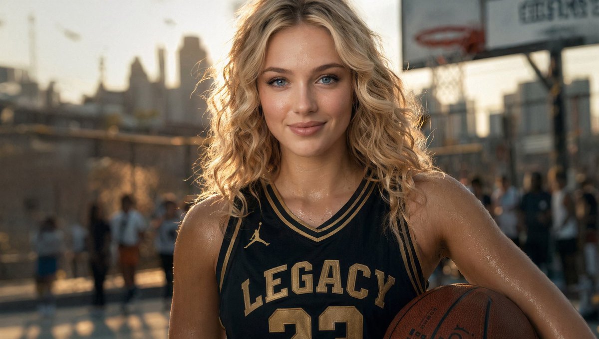 Cinematic Portrait of a Blonde Athlete AI image template preview