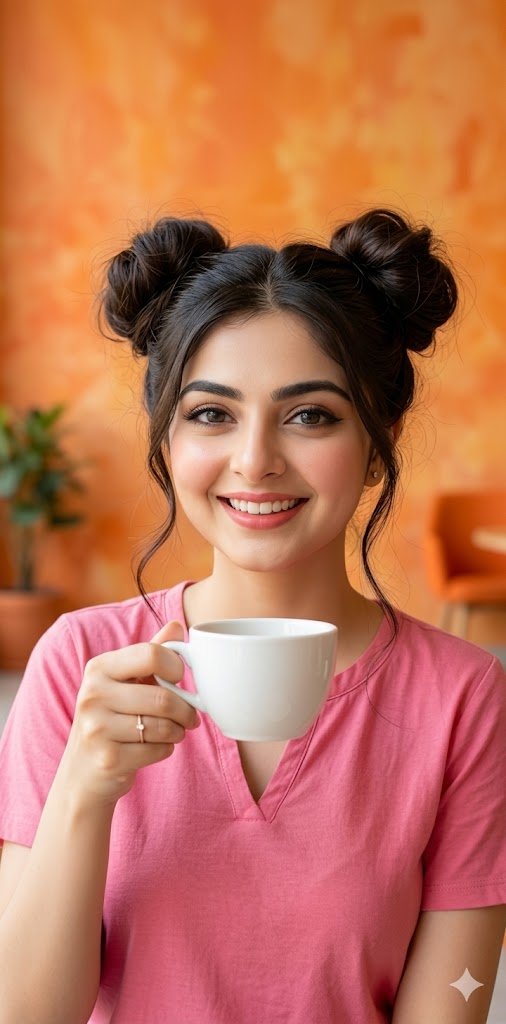 Woman with Coffee Portrait AI image template preview