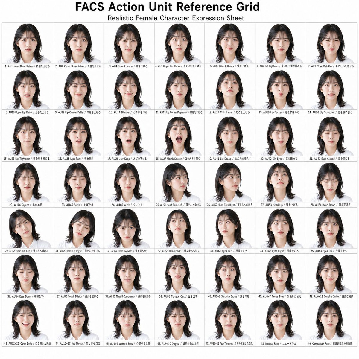 FACS Action Unit Reference Grid AI image template preview