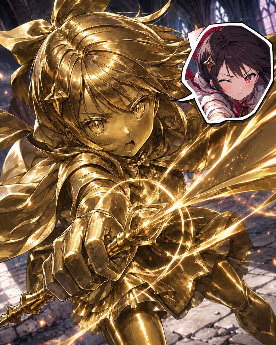 Golden Magical Girl Action Key Visual AI image template preview