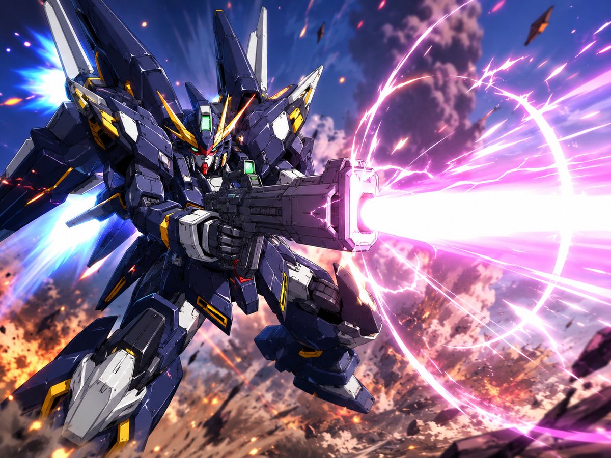 Winged Mecha Beam Cannon Battle AI image template preview