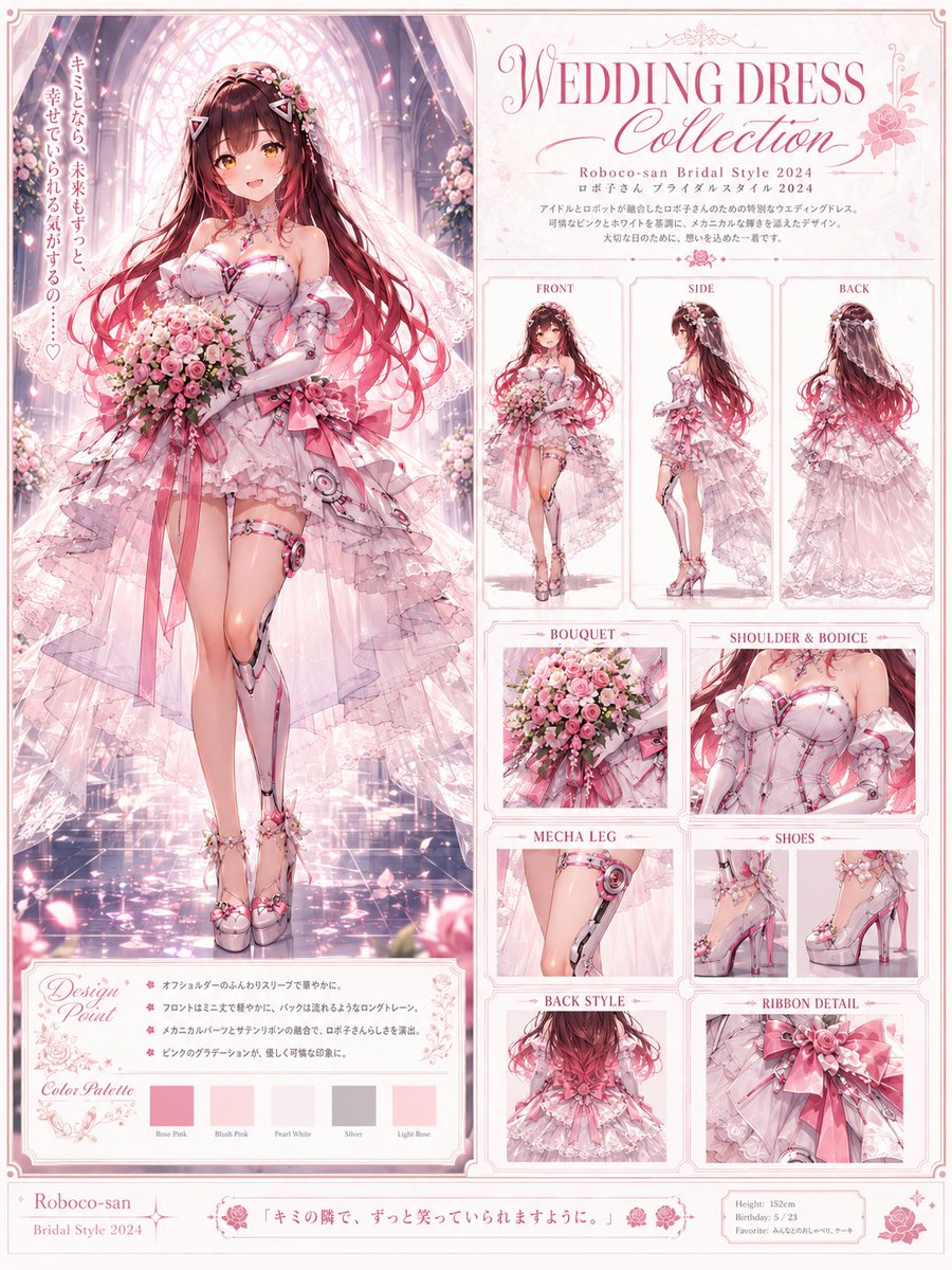 Pink Mecha Idol Wedding Dress Sheet AI image template preview
